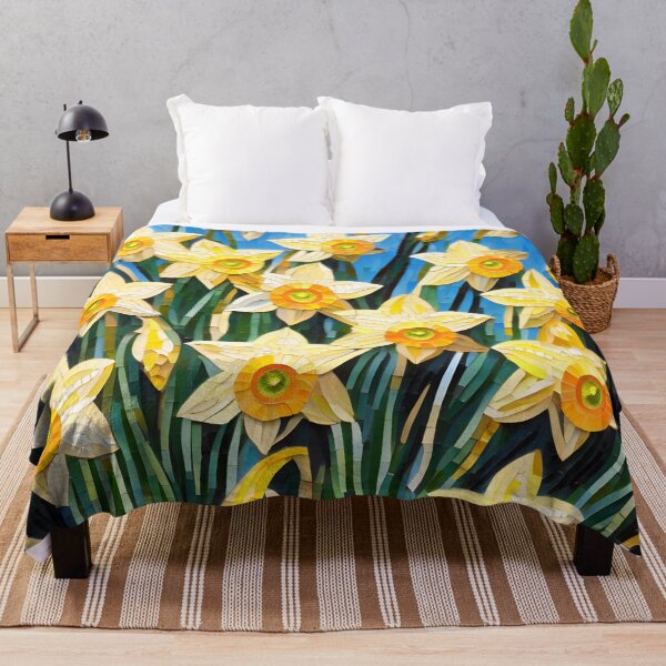 Item preview, Colorful Mosaic picture of Yellow Daffodil flowers designed and sold by Petalandfur.