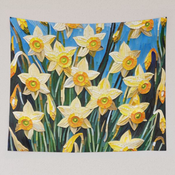 Item preview, Colorful Mosaic picture of Yellow Daffodil flowers designed and sold by Petalandfur.