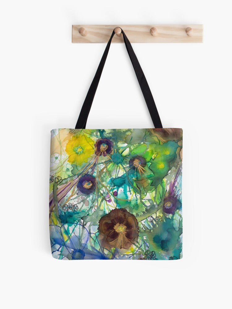 Thumbnail 1 of 2, Tote Bag, Abstract nature in green and blue designed and sold by BirgitteB.