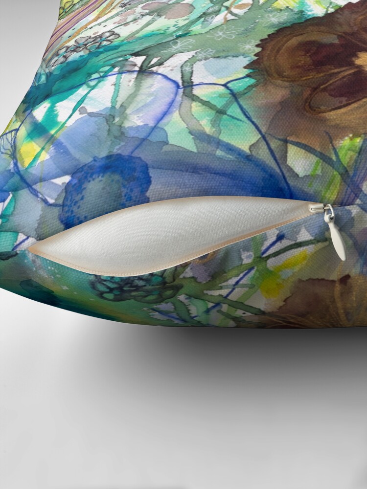 Thumbnail 2 of 4, Pillow, Abstract nature in green and blue designed and sold by BirgitteB.