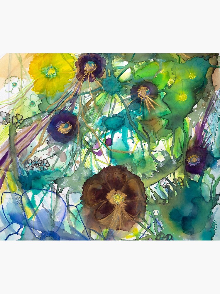 Thumbnail 5 of 5, Shower Curtain, Abstract nature in green and blue designed and sold by BirgitteB.