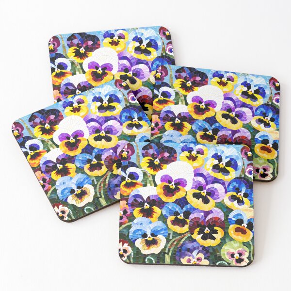 Item preview, Colorful Mosaic picture of Pansy flowers designed and sold by Petalandfur.