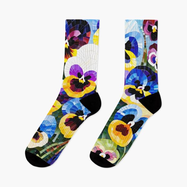 Item preview, Colorful Mosaic picture of Pansy flowers designed and sold by Petalandfur.