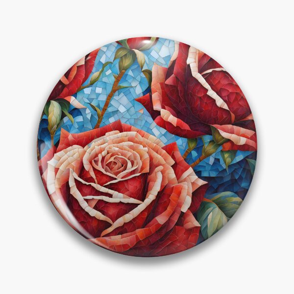 Item preview, Colorful Mosaic picture of Red Rose flowers designed and sold by Petalandfur.
