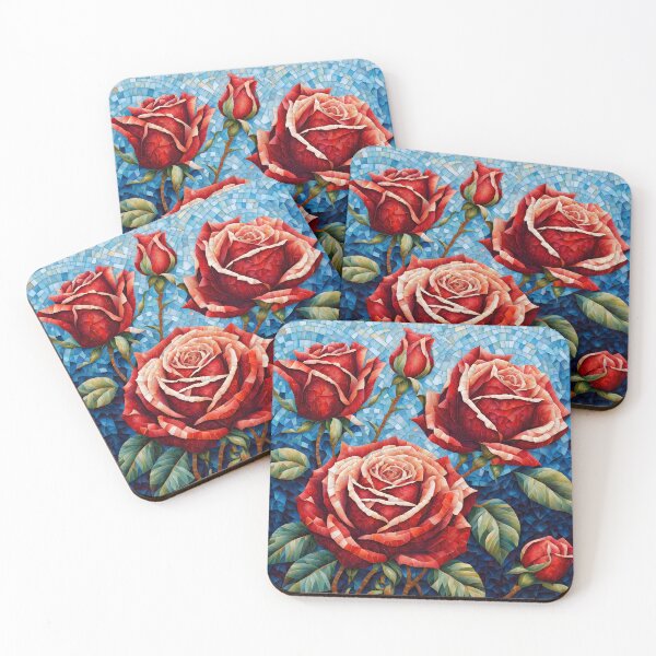 Item preview, Colorful Mosaic picture of Red Rose flowers designed and sold by Petalandfur.