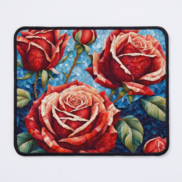 Item preview, Colorful Mosaic picture of Red Rose flowers designed and sold by Petalandfur.