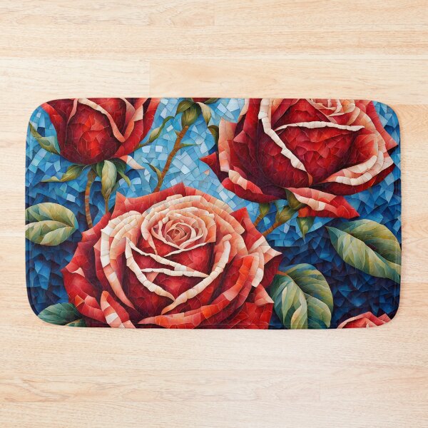 Item preview, Colorful Mosaic picture of Red Rose flowers designed and sold by Petalandfur.