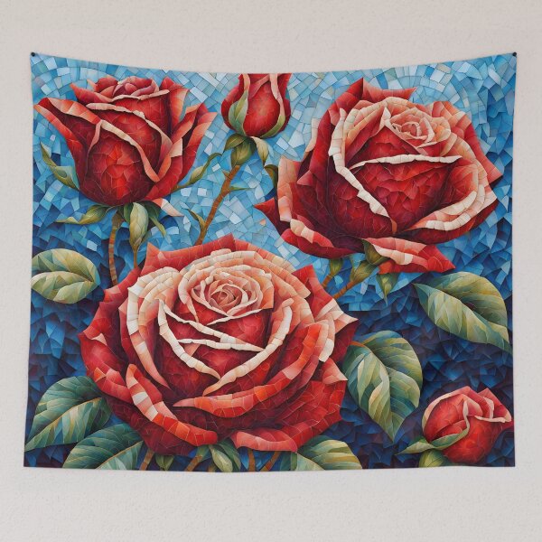 Item preview, Colorful Mosaic picture of Red Rose flowers designed and sold by Petalandfur.
