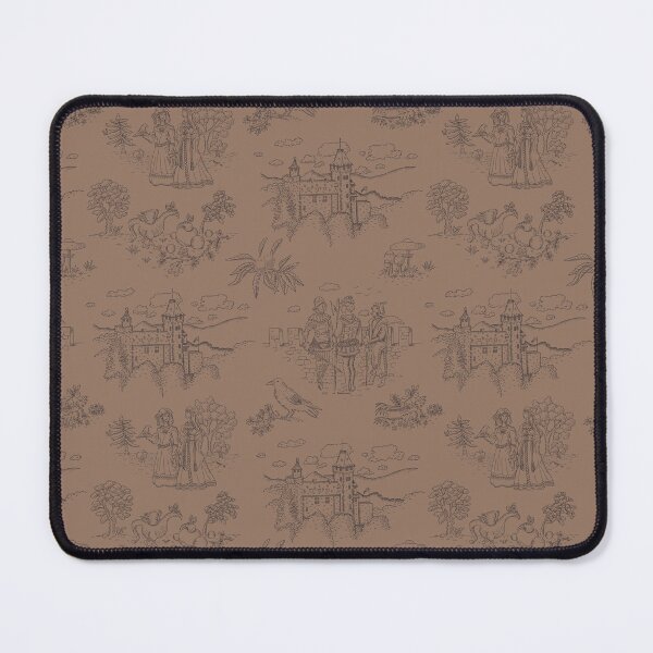 Item preview, Toile de Jouy with medieval castle and knights on mocha brown designed and sold by colorofmagic.