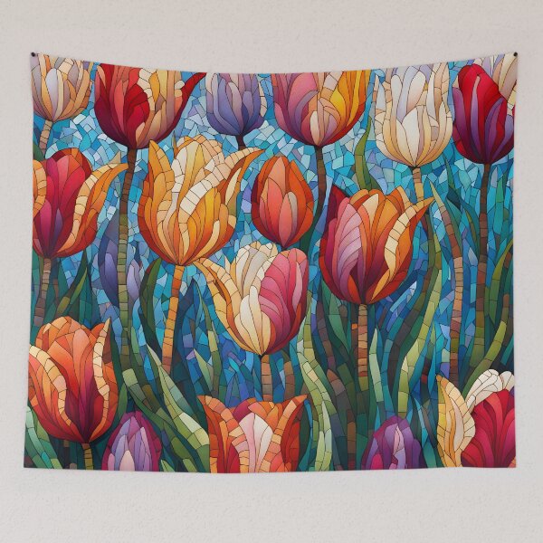 Item preview, Colorful Mosaic picture of Tulip flowers designed and sold by Petalandfur.