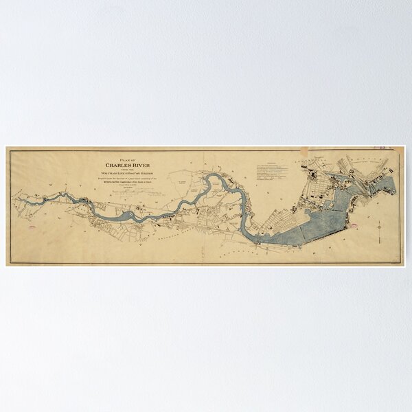 Item preview, Vintage Map of The Charles River (1894) designed and sold by BravuraMedia.
