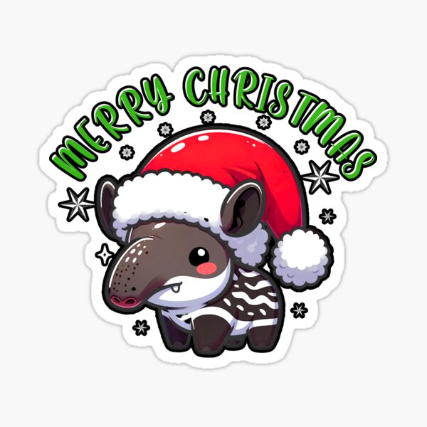 Vista previa del artículo con la obra «Tapir festivo con traje de Papá Noel: diversión navideña única», diseñado y vendido por madtoyman.