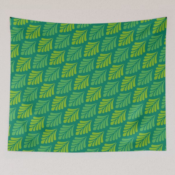 Item preview, Jungle Green Lime Leaf Petal Wing-like Feathery Foliage Nature Illustration Tropical Modern Art Nouveau Springtime Flora Pattern designed and sold by PenguinForests.