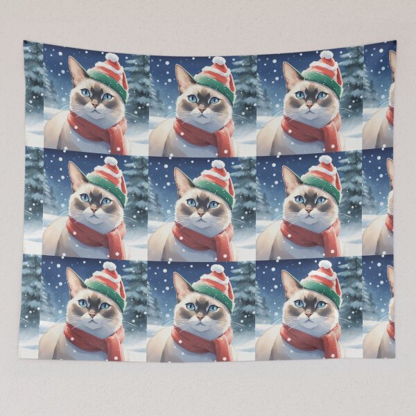 Item preview, Christmas colourpoint cat portrait designed and sold by YukiKenji.