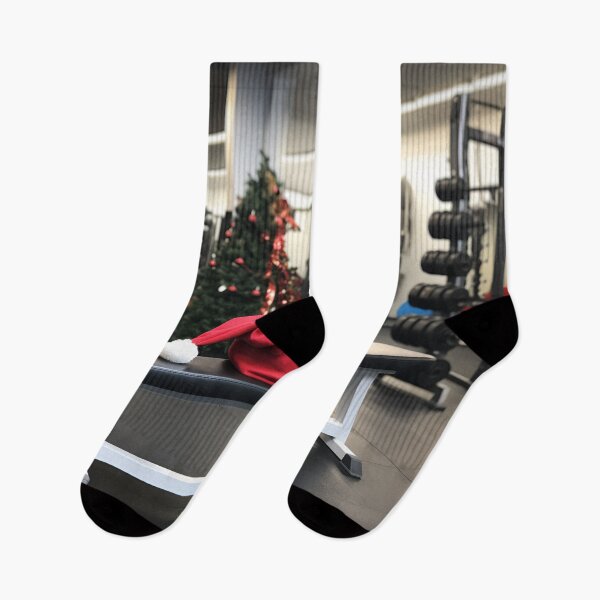 Item preview, santa claus hat on gym bench designed and sold by dcrc.