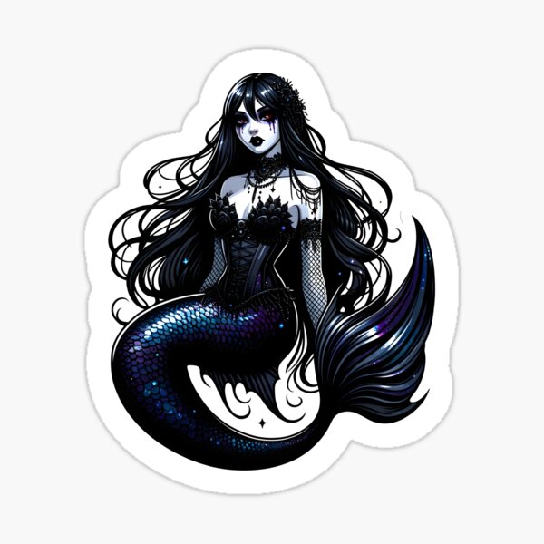 Gothic Mermaid Dark Fantasy Sea Creature Sticker by Boriana