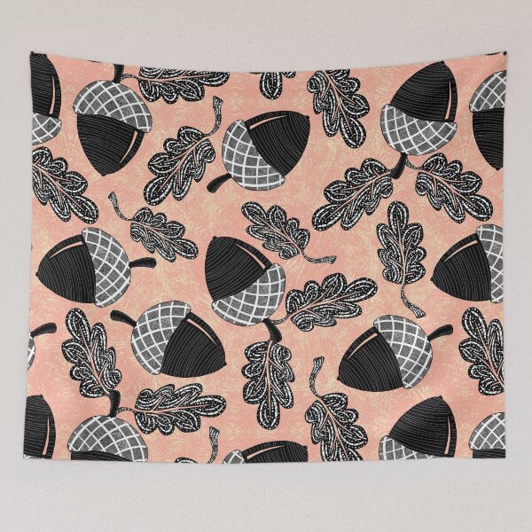 Item preview, Block Print Acorns in Pink designed and sold by the-coin-jar-co.
