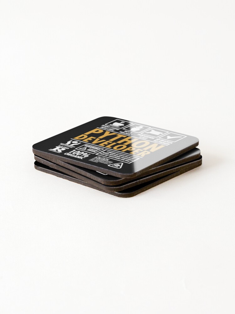 Thumbnail 4 of 5, Coasters (Set of 4), Python Developer Programmer Funny Coder's designed and sold by PinkPlatypus.