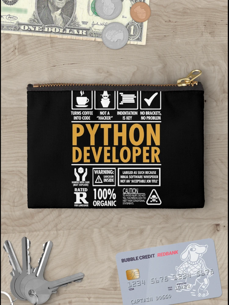 Thumbnail 3 of 4, Zipper Pouch, Python Developer Programmer Funny Coder's designed and sold by Nerd Shizzle.
