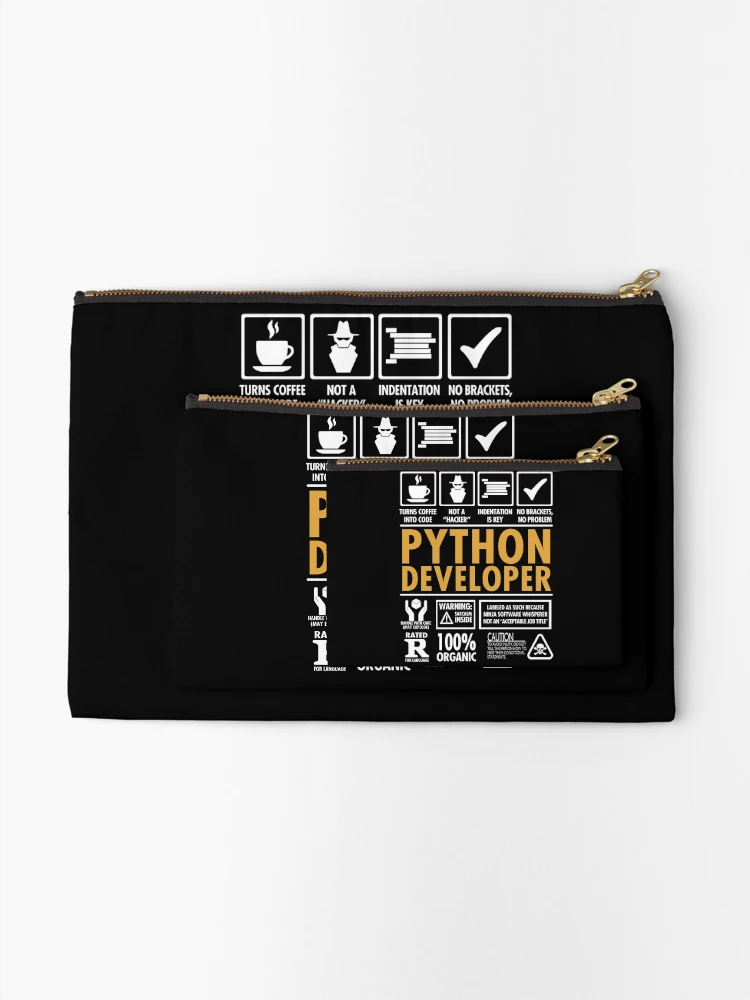 Thumbnail 2 of 4, Zipper Pouch, Python Developer Programmer Funny Coder's designed and sold by Nerd Shizzle.