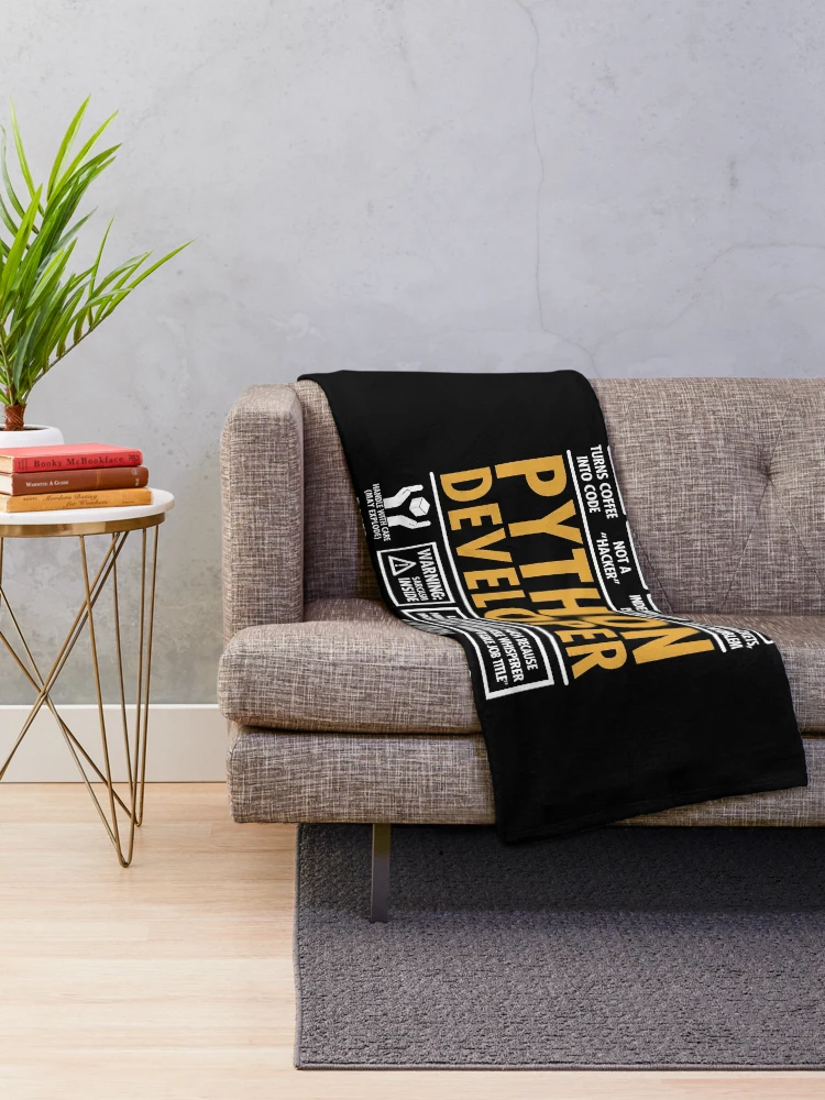 Thumbnail 2 of 6, Throw Blanket, Python Developer Programmer Funny Coder's designed and sold by Nerd Shizzle.