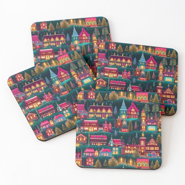 Item preview, Christmas Village in the Winter - Miniature Houses Pattern - Christmas Tree, Christmas Light, Christmas Decoration - Christmas Wonderland - Joyeux Noel designed and sold by MyArt23.