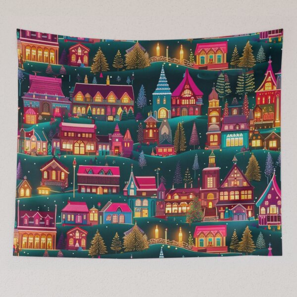 Item preview, Christmas Village in the Winter - Miniature Houses Pattern - Christmas Tree, Christmas Light, Christmas Decoration - Christmas Wonderland - Joyeux Noel designed and sold by MyArt23.