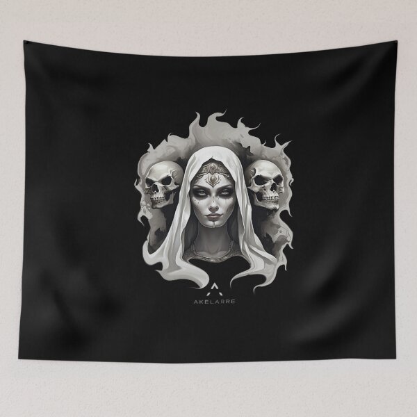 Item preview, Ghostly woman with tribal detail and skulls, Akelarre designed and sold by AkelarreDesigns.