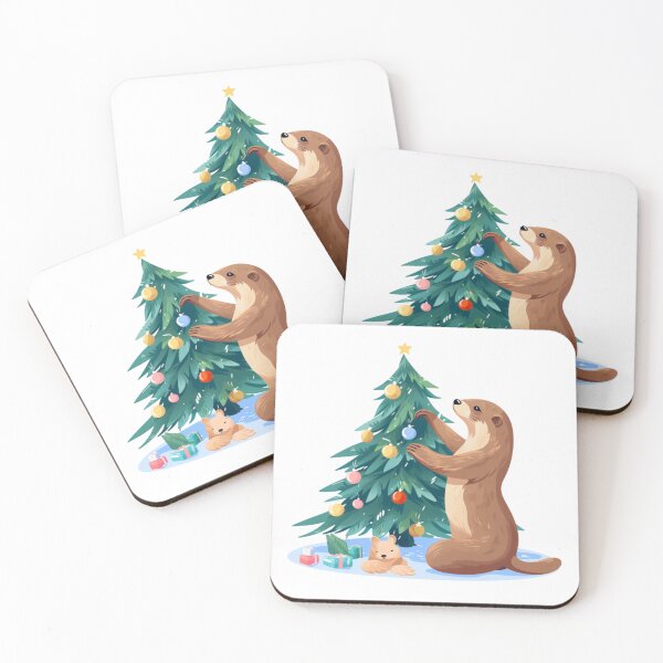 Item preview, Otter decorating christmas tree designed and sold by PawelNature.