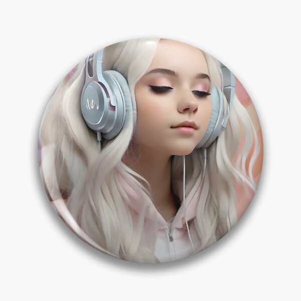 Item preview, Default young girl listen to music headphones long white hair designed and sold by RAILGUNWII.