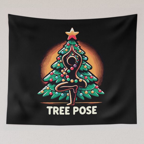 Item preview, Humorous Yoga Christmas Tree - Festive Holiday Pose Apparel designed and sold by Jurady.