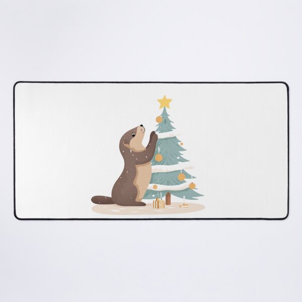 Item preview, otter decorating christmas tree designed and sold by PawelNature.