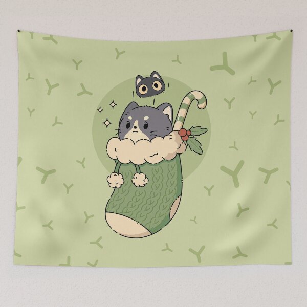 Item preview, Tuxedo and Kitten Christmas | Green designed and sold by ModesaDraw.