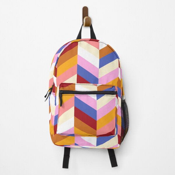 Item preview, Geometric Herringbone Pattern (red/pink/orange/periwinkle blue) designed and sold by Design Minds Boutique.