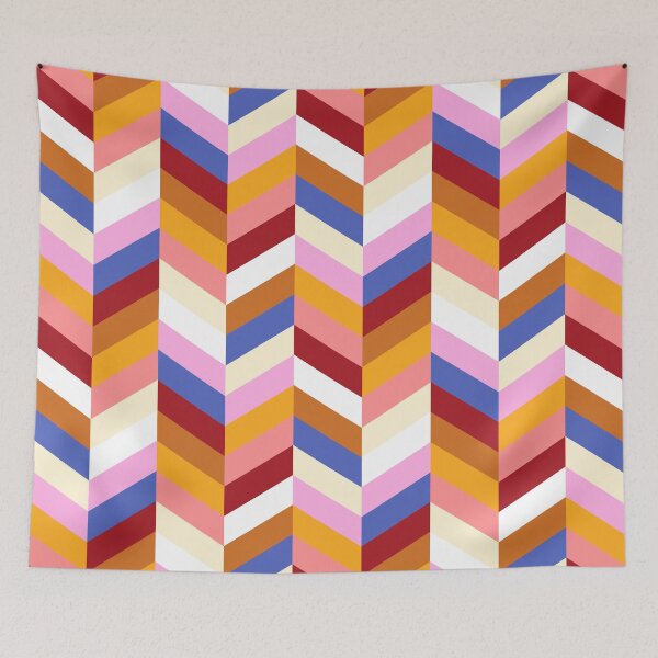 Item preview, Geometric Herringbone Pattern (red/pink/orange/periwinkle blue) designed and sold by Design Minds Boutique.