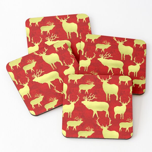 Item preview, Bucks Gold-Filled on Textured Red Repeat 5748 designed and sold by Art in My Loft.