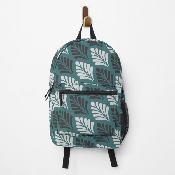 Item preview, Teal Blue Gray Charcoal Leaves Foliage Plant Nature Mid-Century Plant Motifs Pattern designed and sold by PenguinForests.