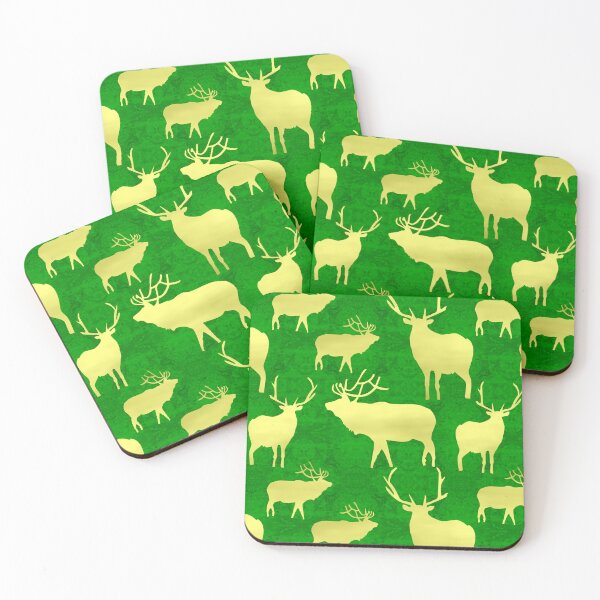 Item preview, Bucks Gold-Filled on Textured Green Repeat 5748 designed and sold by Art in My Loft.