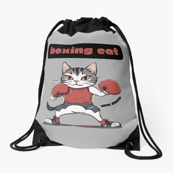 Feline Fighter - Grey Drawstring Bag