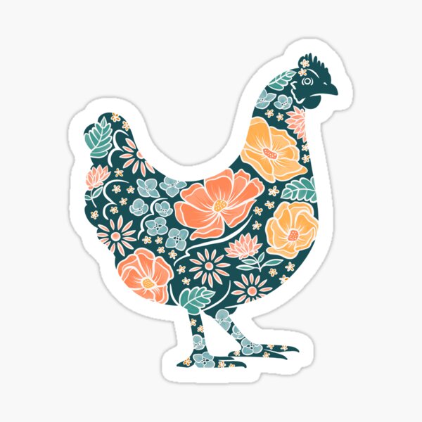 Floral Chicken Sticker