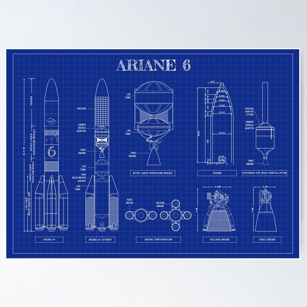 Item preview, Ariane 6 (Blueprint) Horizontal Version designed and sold by BGALAXY.