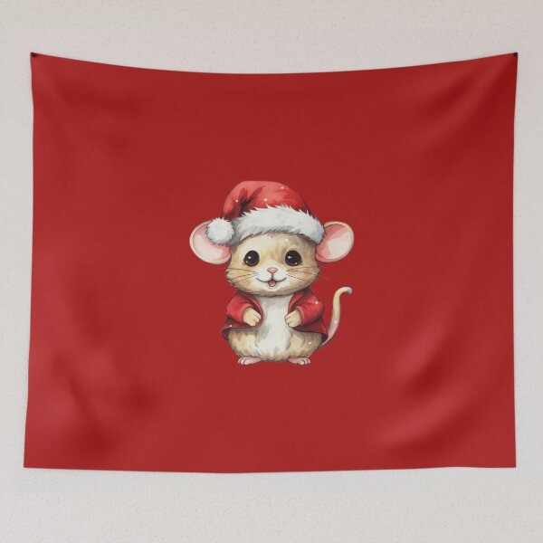 Item preview, Cute Kawaii Mouse Christmas Santa Hat designed and sold by ArtMeetsPizza.