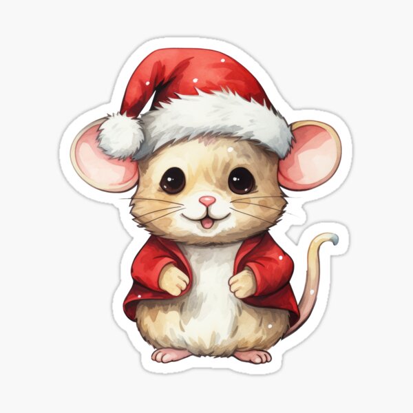 Item preview, Cute Kawaii Mouse Christmas Santa Hat designed and sold by ArtMeetsPizza.