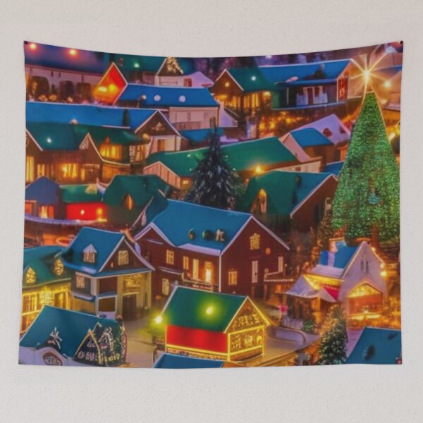 Item preview, Christmas Town - Christmas Village - Miniature Houses Pattern - Red and Green  - Joyeux Noel designed and sold by MyArt23.