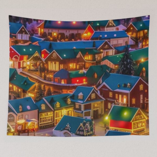 Item preview, Christmas Town - Christmas Village - Miniature Houses Pattern - Red and Green  - Joyeux Noel designed and sold by MyArt23.