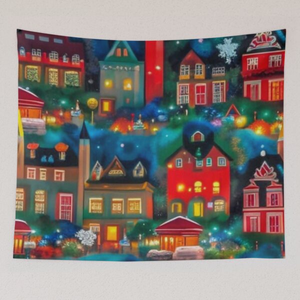 Item preview, Christmas Town - Christmas Village - Miniature Houses Pattern - Red and Green  - Joyeux Noel designed and sold by MyArt23.
