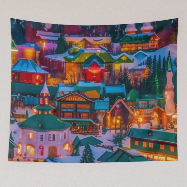 Item preview, Christmas Town - Christmas Village - Miniature Houses Pattern - Red and Green  - Joyeux Noel designed and sold by MyArt23.