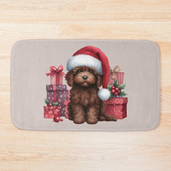 Item preview, Chocolate Cockerpoo With Christmas Gifts designed and sold by barksandsqueaks.