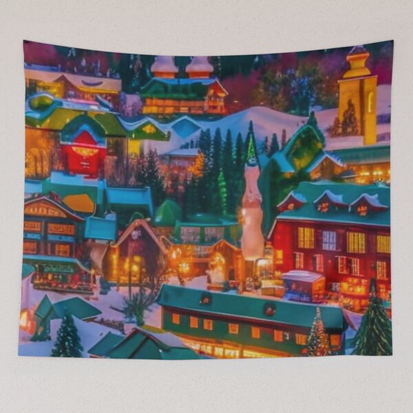 Item preview, Christmas Town - Christmas Village - Miniature Houses Pattern - Red and Green  - Joyeux Noel designed and sold by MyArt23.