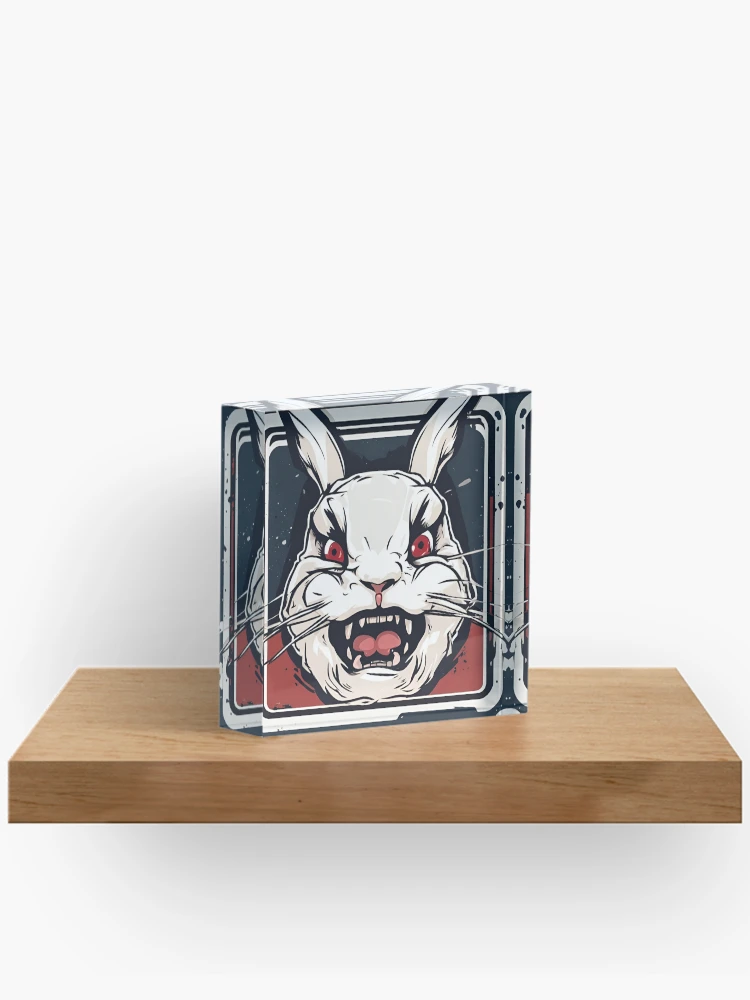 Thumbnail 2 of 5, Acrylic Block, Angry Rabbit designed and sold by AzDrop.